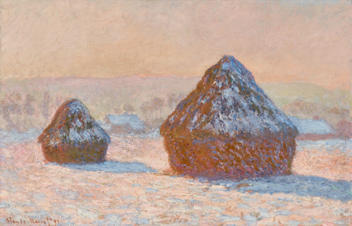 莫內的 Wheatstacks Snow Effect Morning